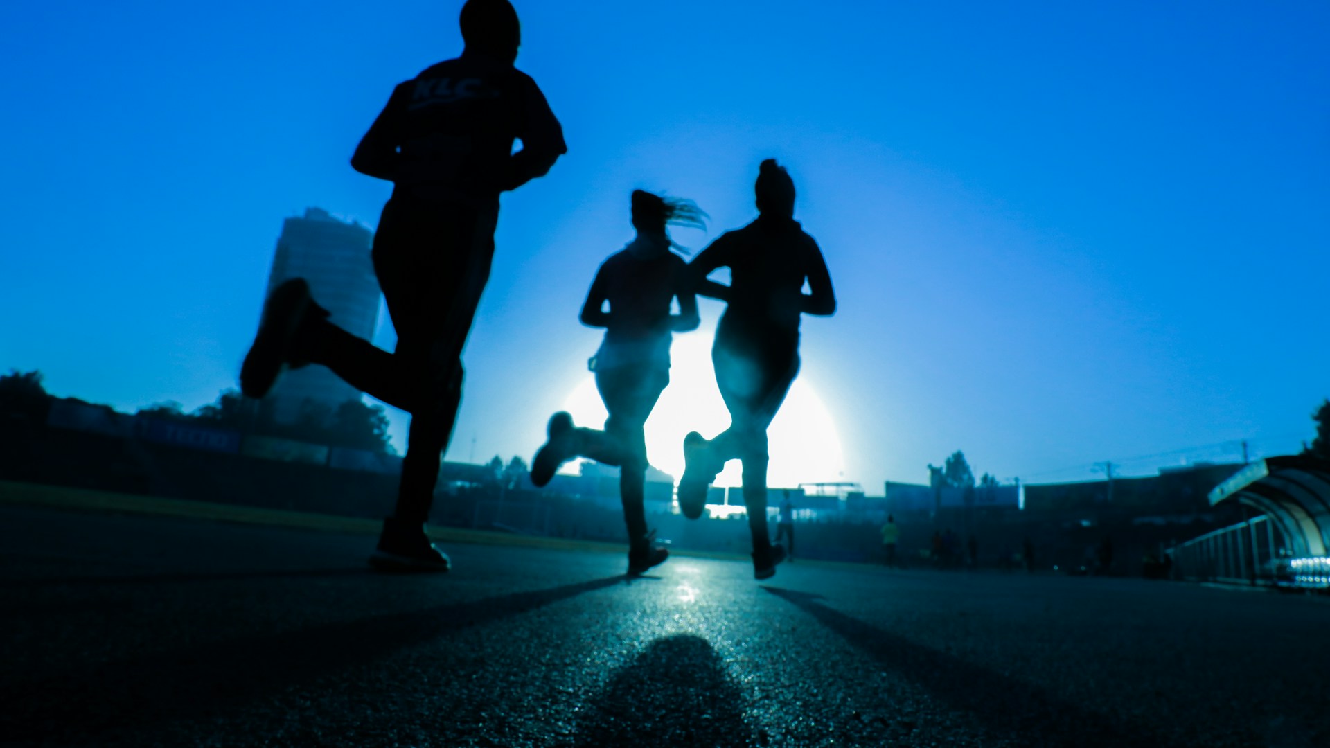 Runner training outdoors